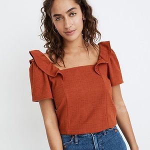 SOLD Madewell Crosshatch Ruffled Top